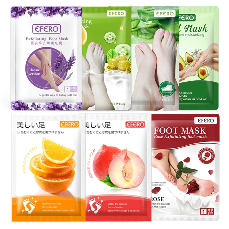 

EFERO 7Pair Exfoliating Foot Mask Moisturizing Heel Smooth Pedicure Socks Remove Dead Skin Peel Foot Mask Peeling Spa Patch