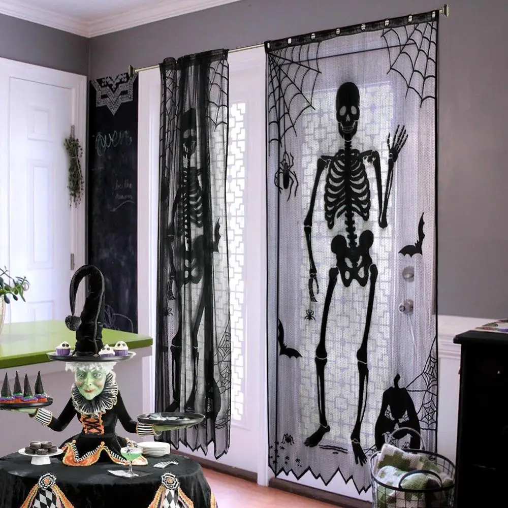 OurWarm 1 шт. Хэллоуин кружевная дверная занавеска Декор Дом с привидениями реквизит