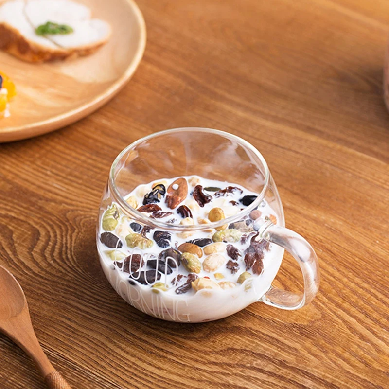 Стеклянная прозрачная чашка из боросиликатного стекла с ручкой термостойкие