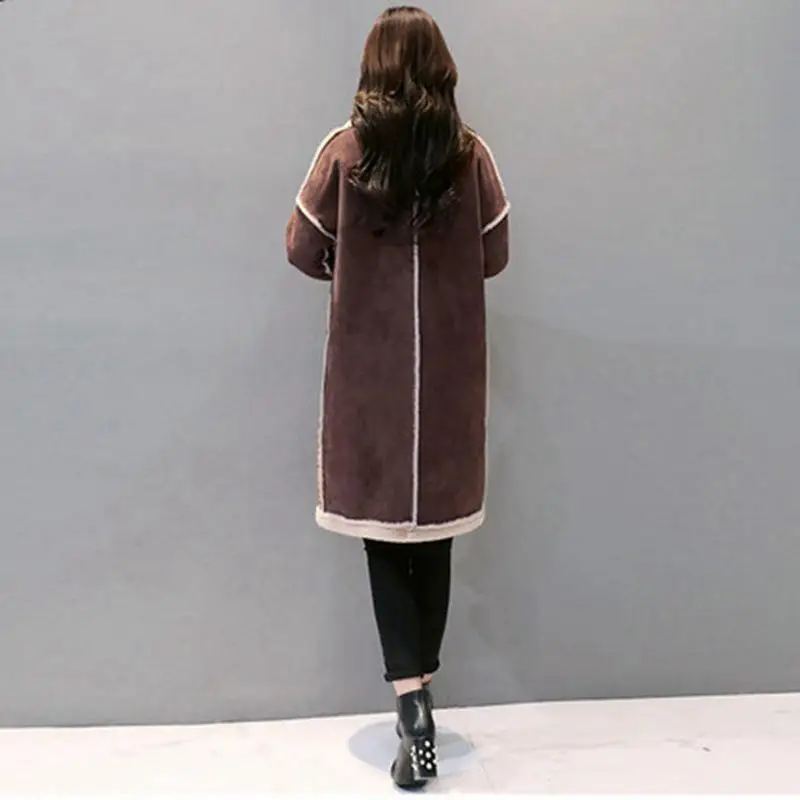 

Lambskin coat fur sales in the long paragraph 2019 Korean fashion slim new deer skin thick coat