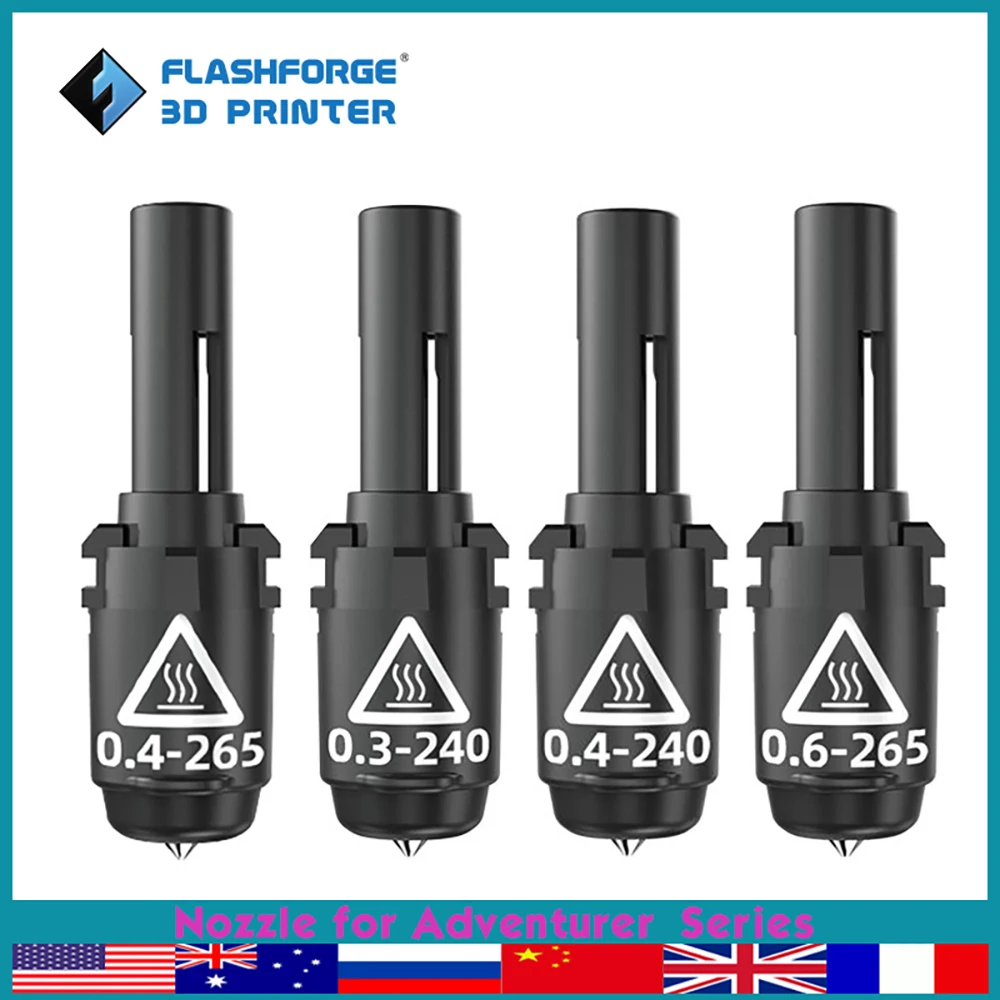 Impressora 3d Flashforge 265 Nozzle Bocal de Alta Temperatura para Aventureiro Séries Acessórios Hotend da Impressora 3d 0.3 0.4 0.6 mm Bocais Peças da Peças e acessórios em 3D