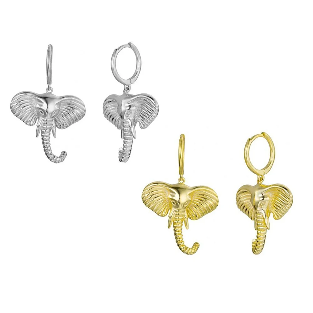 

Elephant Charm Drop Earrings Big Charms Loops Ring Rock Punk Special Jewelry for 2021 Women Wedding earrings for women