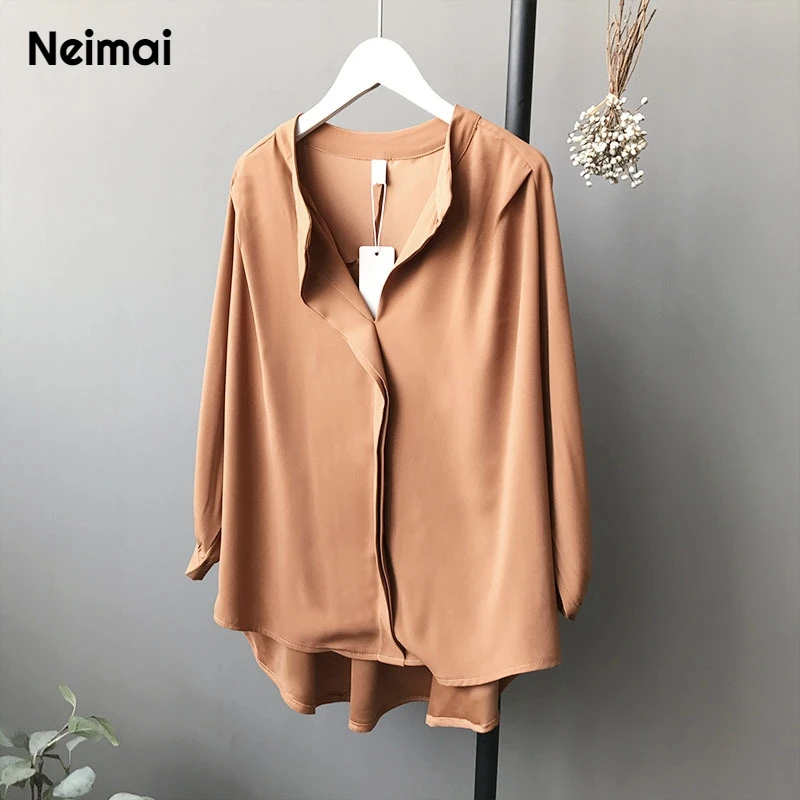 Neimai/шифоновая рубашка с длинными рукавами и фонариком модная одежда в Корейском