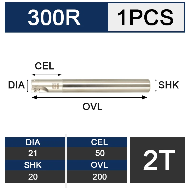 C20-21-200-2T UCHEER 1 шт. фреза Арбор 300R Концевая фреза R0.8 сплав лезвие ЧПУ станки открытый толстый правый угол - Длина режущей кромки: C20-21-200-2T