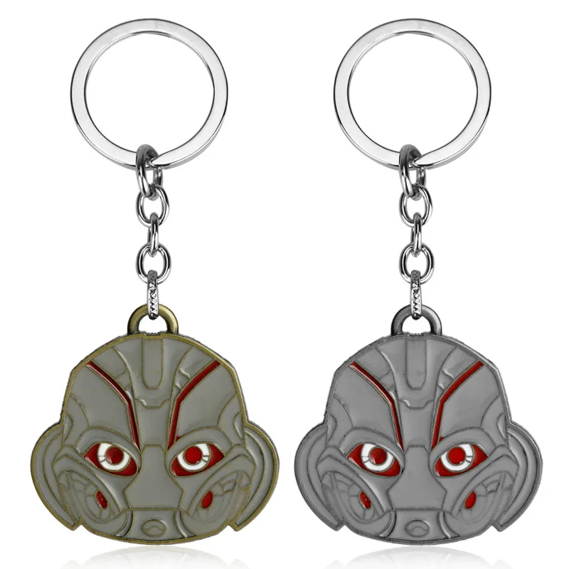 

New Creative Marvel Keychain Avengers 2 Ultron Avatar Alloy Key Chain Men's Bag Car Metal Keyring Pendant Accessories