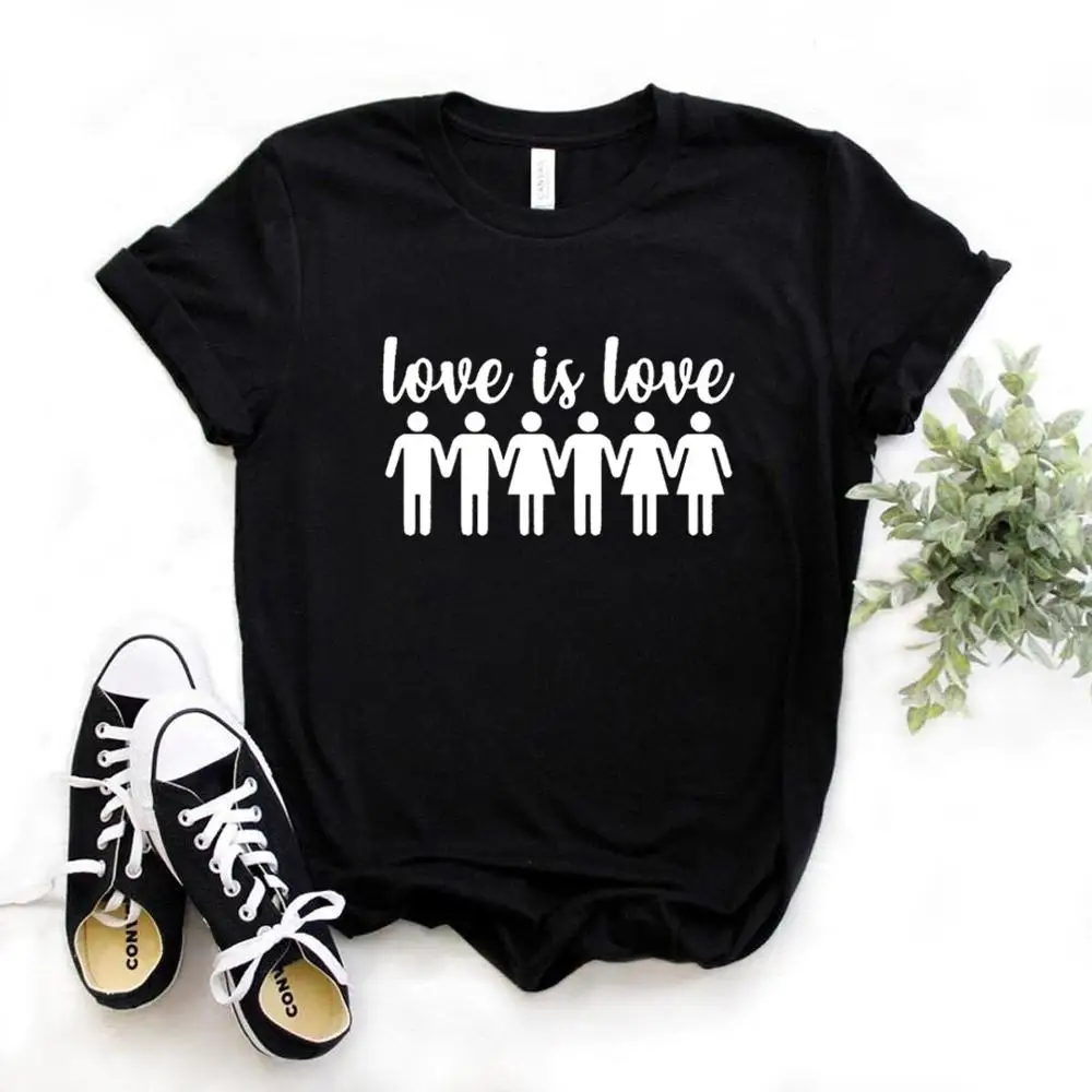 Женская хлопковая Футболка с принтом Love is Повседневная забавная lgbtq для девушек