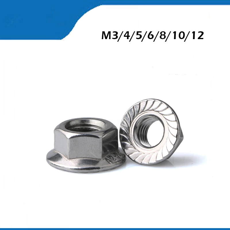 

M10 Flange Nuts 10/20/30/50pcs/lot 304 Stainless Steel Hex Flange Nut Metric thread M3 M4 M5 M6 M8 M10 M12 high quality