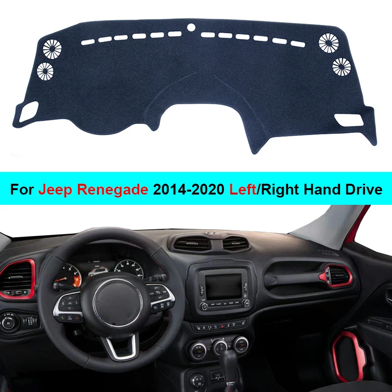 

For Jeep Renegade 2014 - 2019 2020 LHD RHD Rug 2 Layers Car Dashboard Cover Carpet Cape Shade Pad Carpet Dashmat Sun Shade Pad