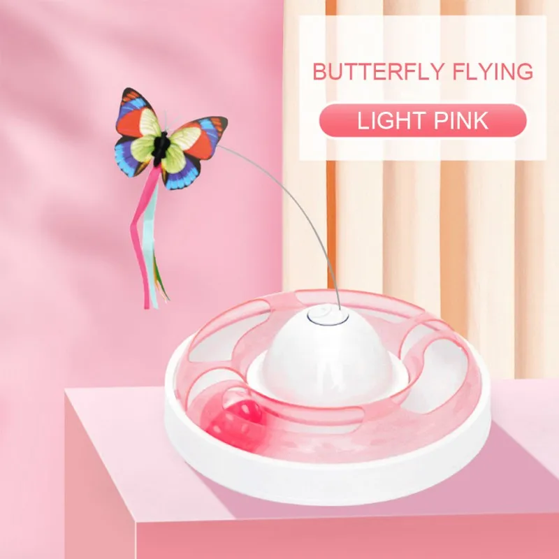 

Cat Relieving Boring Self-hey Electric Butterfly Funny Cat Stick Cat Turntable Ball Toy (without Battery)
