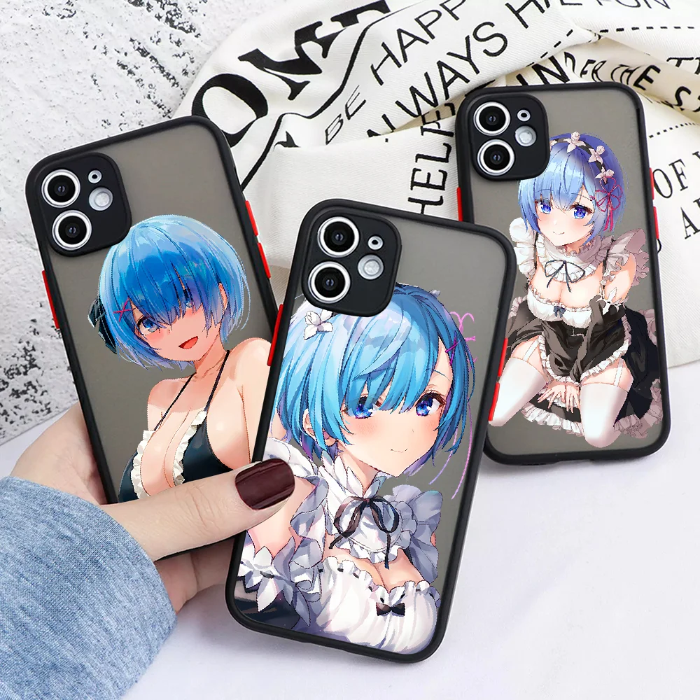 Чехол для телефона с рисунком аниме RE ZERO Ram Rem iphone SE 2020 6 6S 7 8 11 12 13 Mini Plus X XS XR Pro Max Matte
