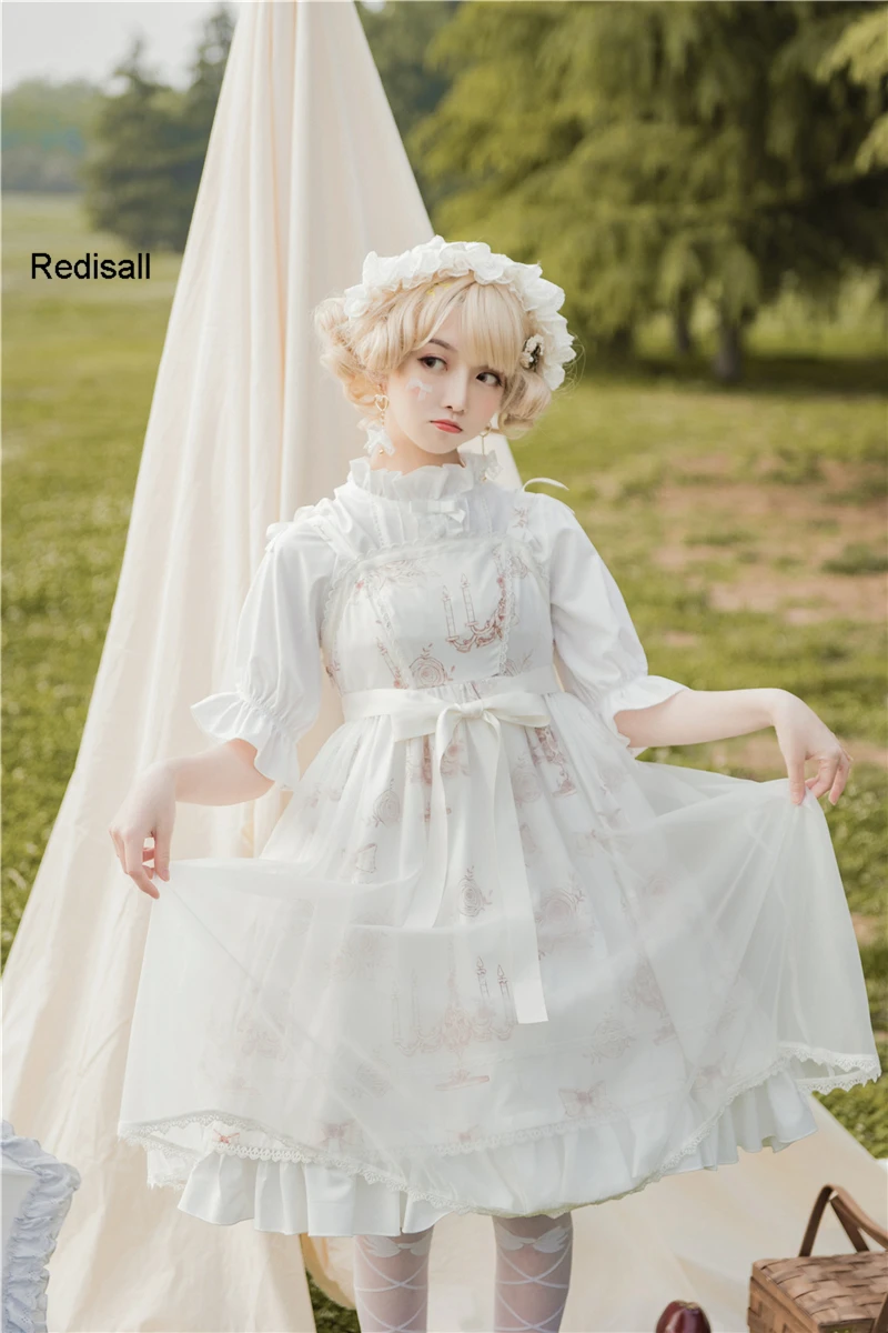 Платье без рукавов в стиле &quotЛолита&quot милое женское платье с завышенной талией