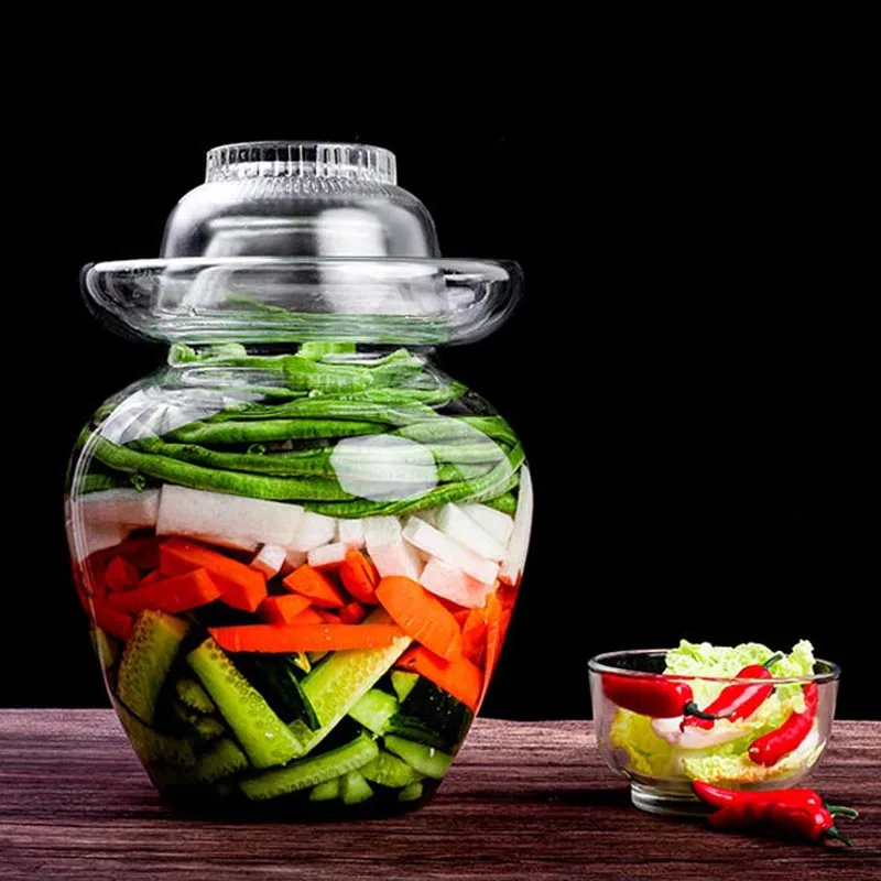 2.5kg Pickle Jar Glass Kimchi Jars Japanese Korean Pickled Pickling Container Chinese Traditional Vegetables Fermentation Tank