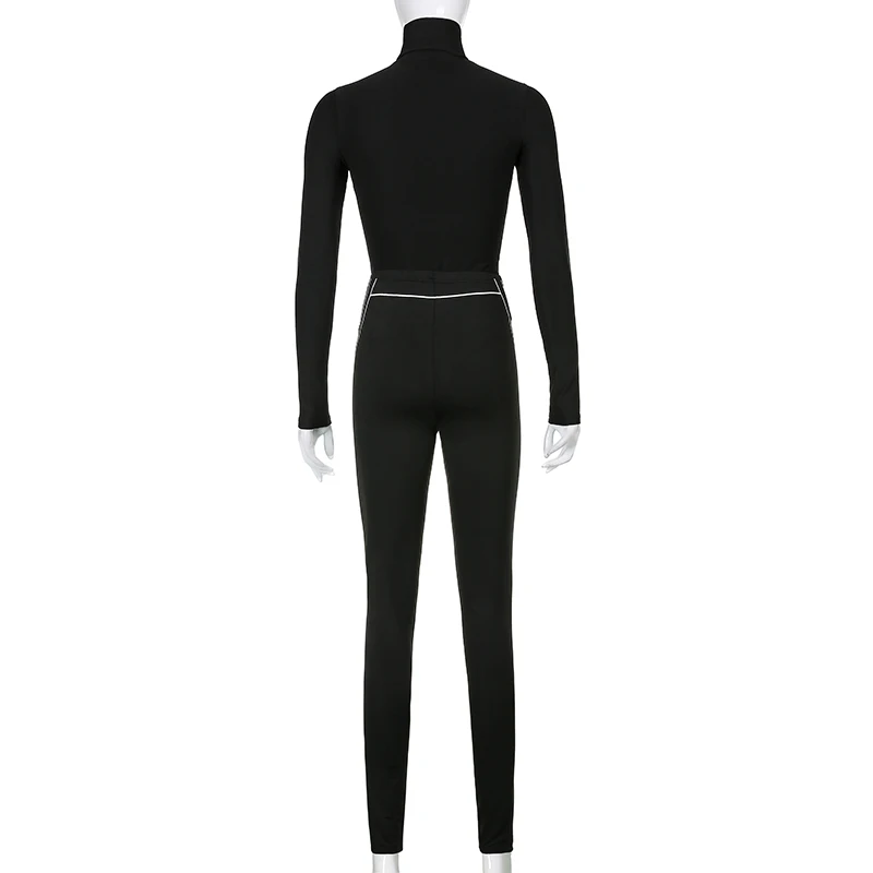 

Fashion Casual Long Sleeve Slim Bodysuit Sporty Leggings Two Piece Women 2021 New Print Striped Street Female Activewear Outfits