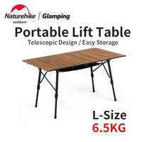 naturehike mw03 outdoor folding table scalable height picnic bbq aluminium alloy camp portable tea table bearing weight 30kg