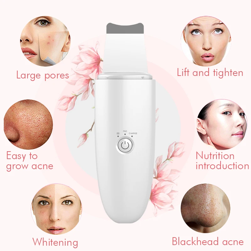 Профессиональный ультразвуковой скребок для кожи лица Очищение ионами глубокое