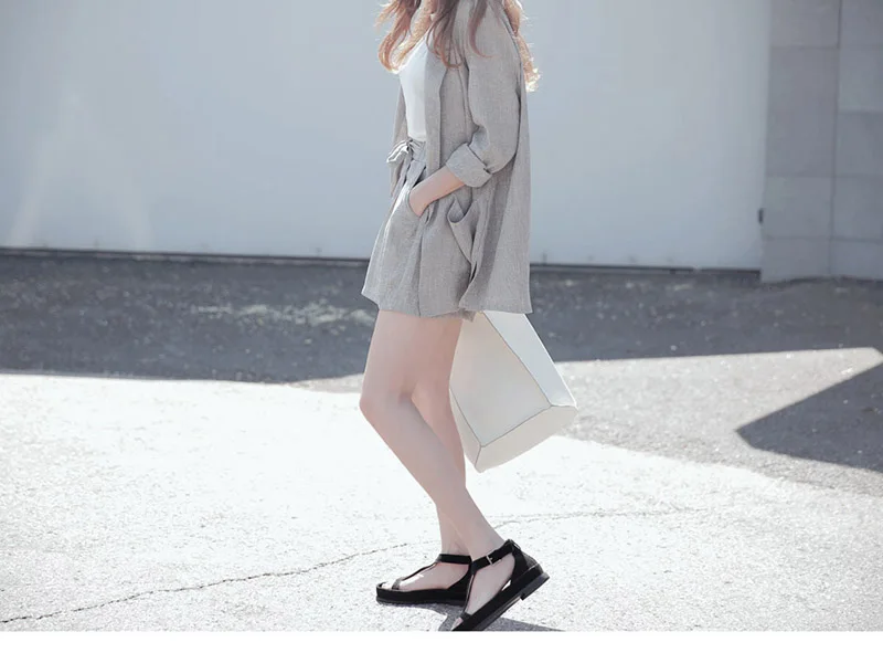 Женский костюм комплект из 2 предметов хлопковый льняной свободный блейзер с