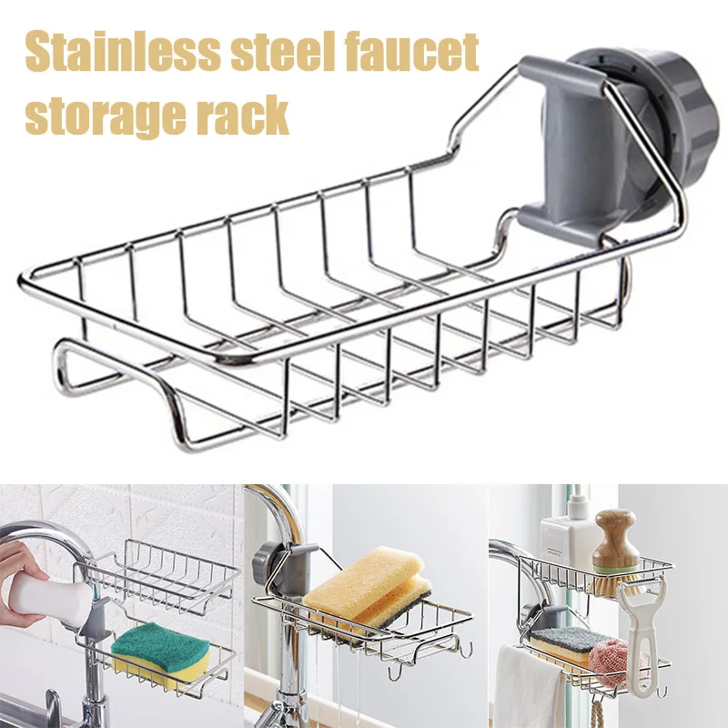 

Faucet Sponge Holder Sink Organizer Drainer Faucet Hanging Storage Rack for Bathroom Kitchen JAN88