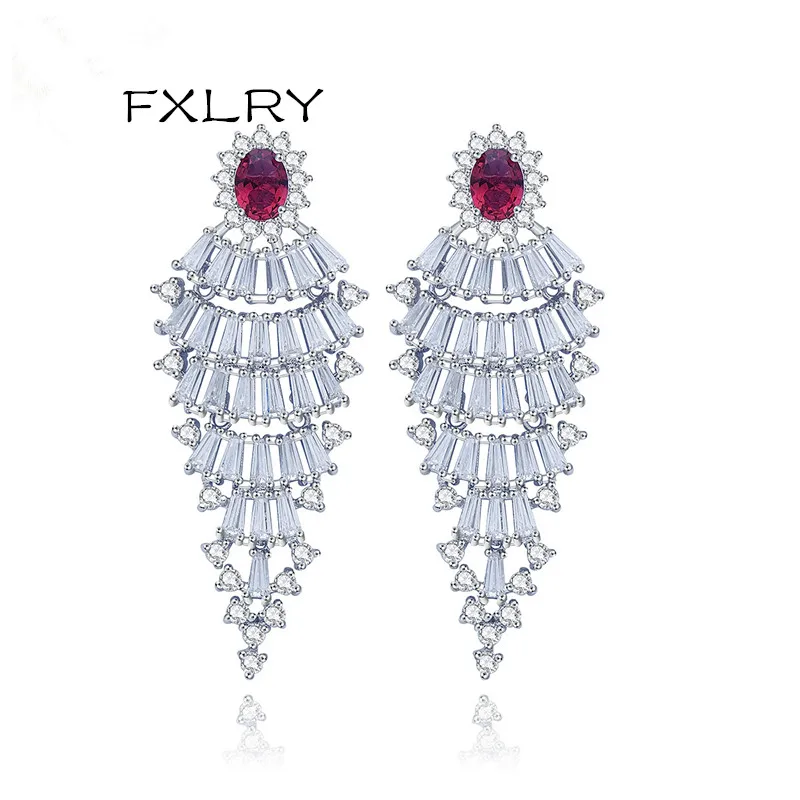 

FXLRY New Design 62mm Exaggerated Long Tassel Earrings Inlay Earrings For Women Fashion Jewelry
