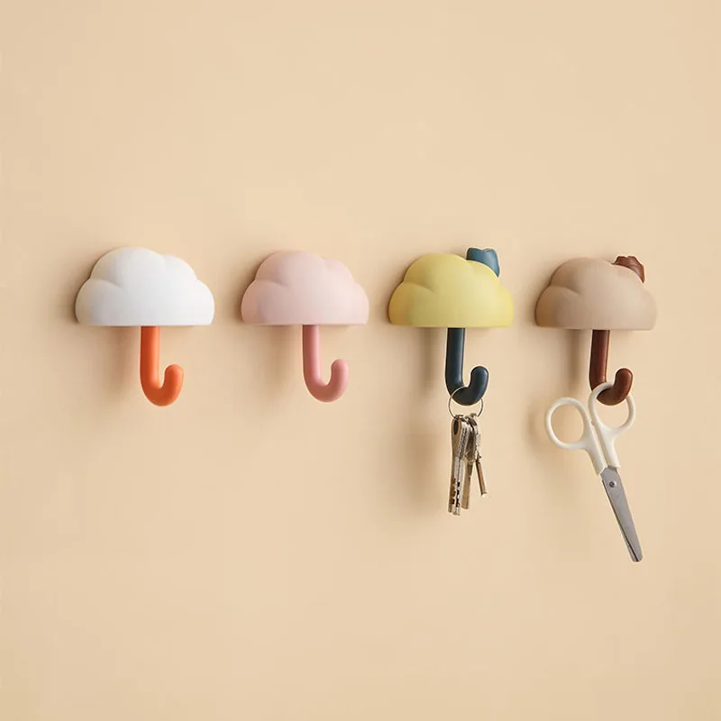 

3 PCS Punch-free Clothes Towel Wall Hanging Rack Cloud Clothes Rack Door Hooks Room creative cloud cute seamless hook