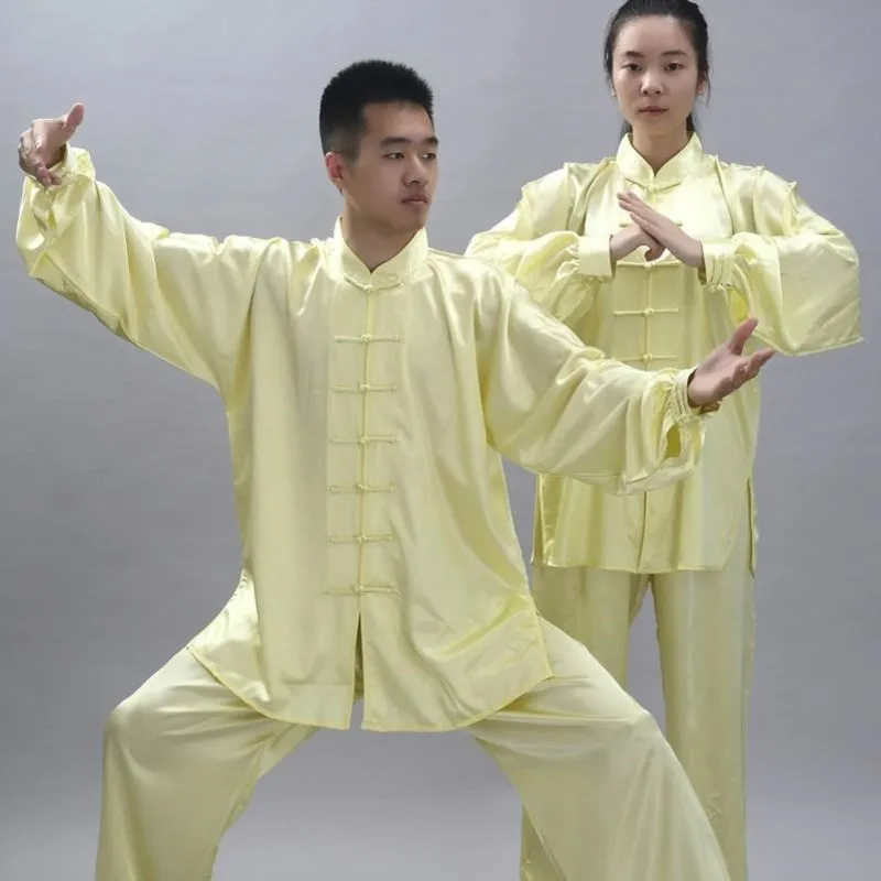 Блестящая атласная Униформа Тай Чи костюм для боевых искусств ушу кунг-фу куртка