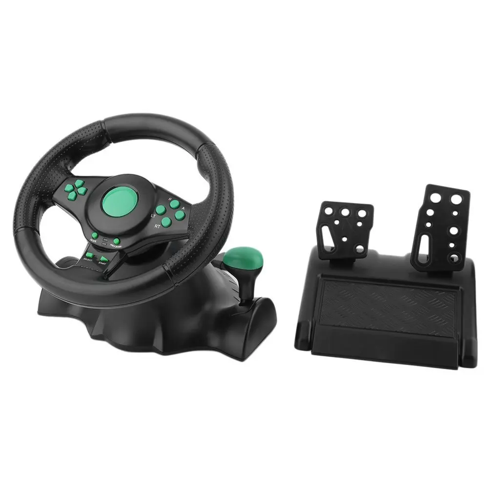 

Рулевое колесо гоночное для XBOX 360, PS2, PS3, компьютера, USB, Автомобильное рулевое колесо, вращение на 180 градусов, вибрация с педалями