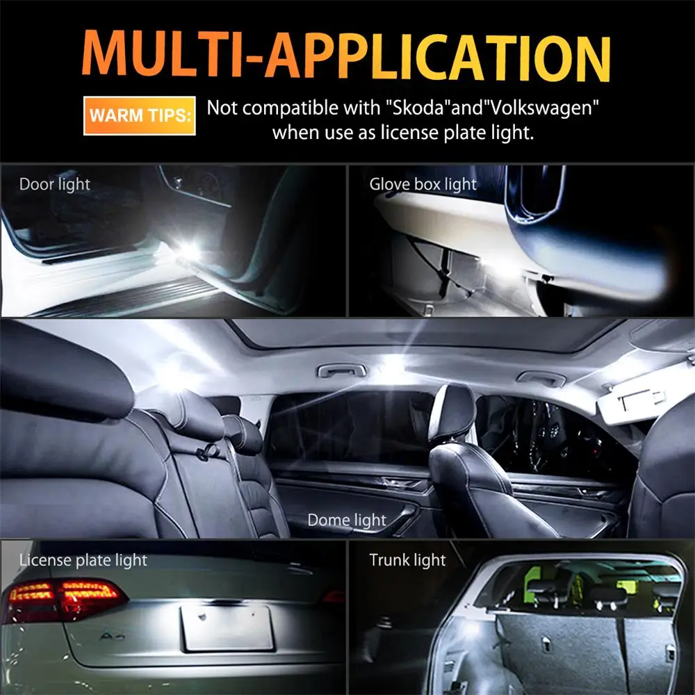 

10Pcs W5W T10 LED Canbus Bulbs for Audi BMW VW Mercedes Ford Car Interior Dome Light Trunk Lamp Parking Lights Error Free 12V