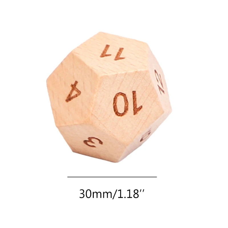 

2Pcs Wood Dice 12 Sided Dice 30mm Digital Number Cubes Round Coener For Kid Educational Toys DIY Board Games