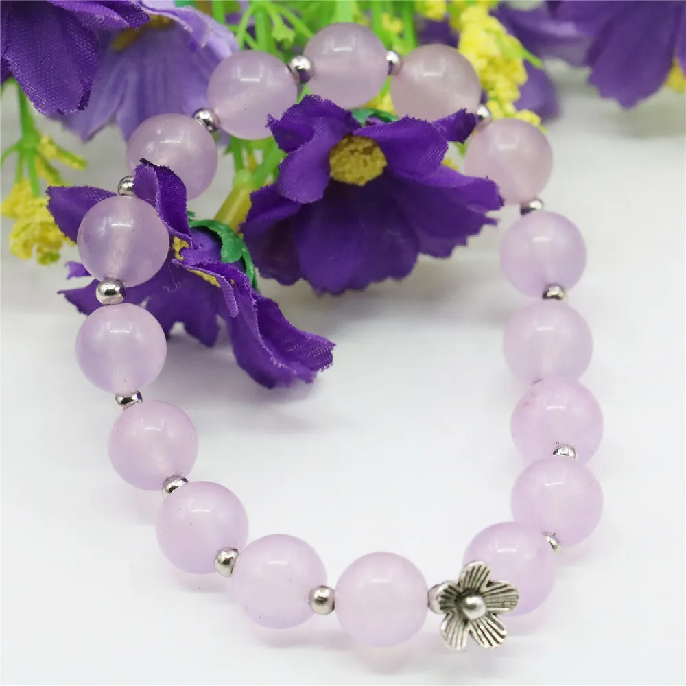 10 мм с цветочным принтом и круглым аметистами браслеты из натурального камня
