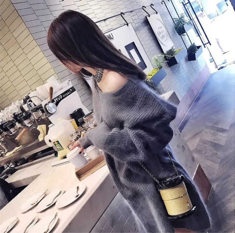 

Women Fashion V Neck Cashmere Sweaters Autumn Female Loose Wool Knitted Pullovers Jumpers High Quality Warm Knitwear Sweaters