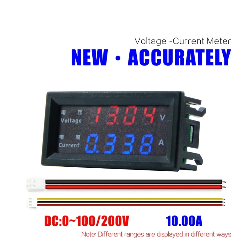 

4 Digits High Precision DC 100V 200V 10A Voltmeter Ammeter Dual LED Digital Display Amp Volt Merter Panel Gauge