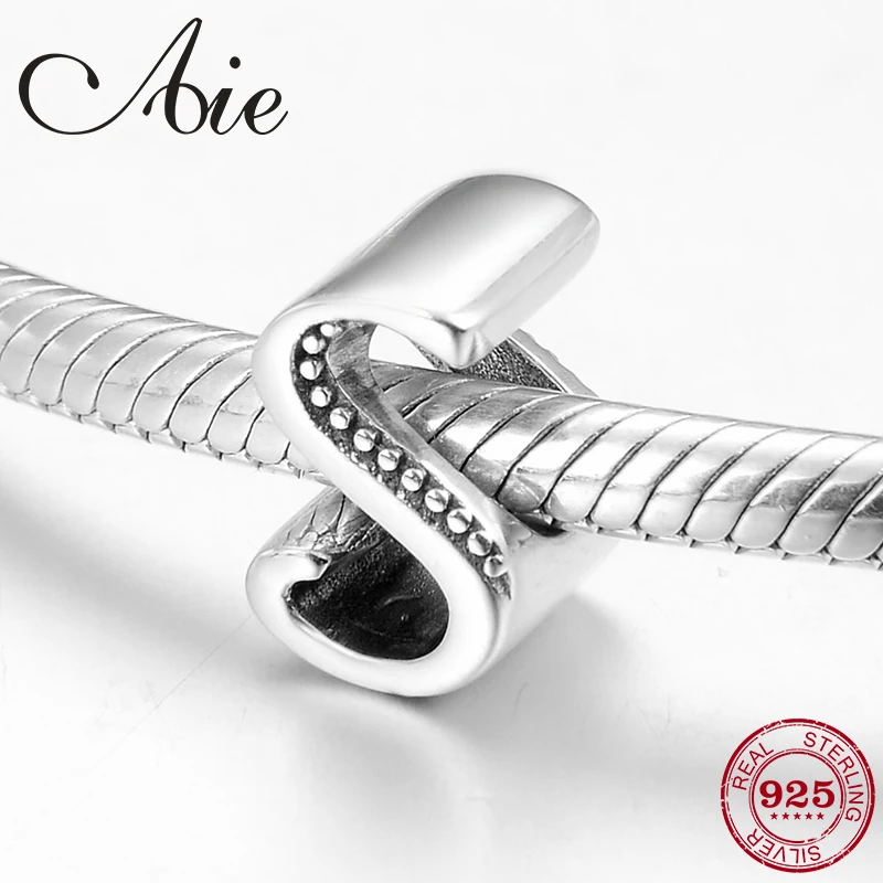 Настоящее письмо S 925 стерлингового серебра бусы с алфавитом аксессуары для