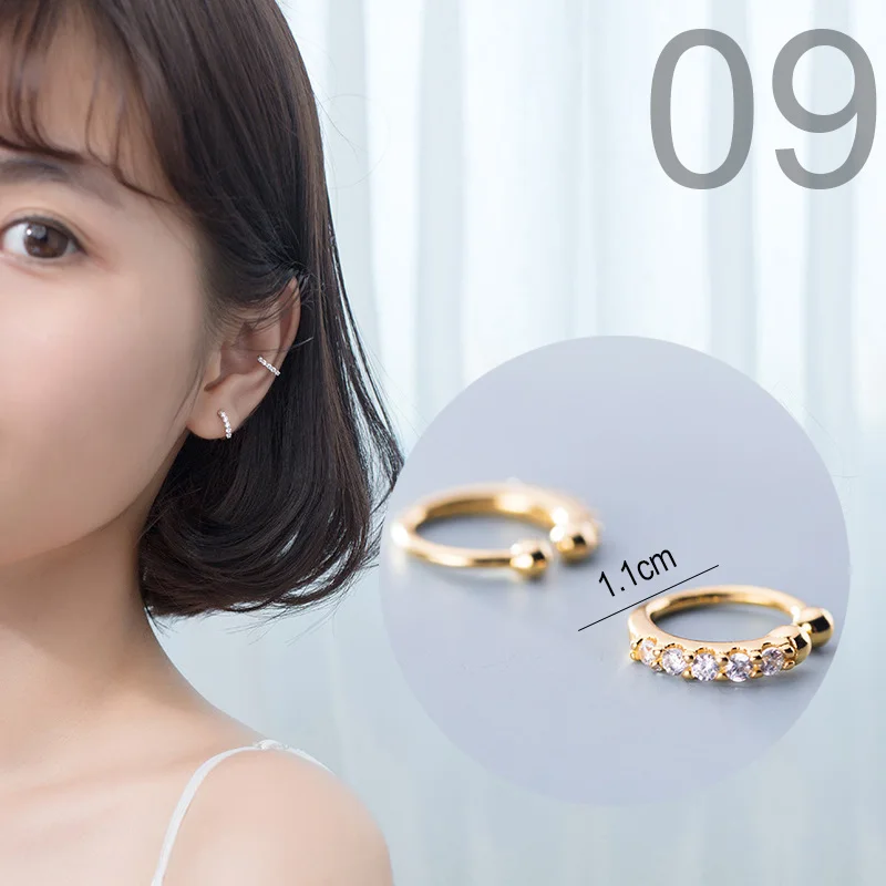 1Pair Gold Clip Trusta,,, 925, твердые, Стерлинговое Серебро, звезда, маленькие серьги-гвоздики для девочек, подарок для подростков, женские модные ювелирные изделия DS900 - Окраска металла: 1Pair Gold Clip
