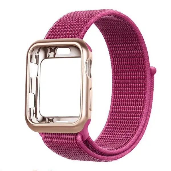 Dragon Fruit Ремешок для часов apple Watch band Спортивная петля correa apple watch 4 3 iwatch band 38 мм 42 мм 44/40 мм нейлоновый браслет+ чехол для часов - Цвет ремешка: Dragon Fruit