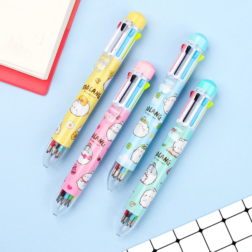 Мультипликационные многоцветные ручки 8 в 1 выдвижные милые шариковые 0 5 мм для