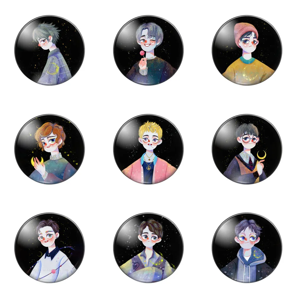 Модные Мультяшные иллюстрации из комиксов для мальчиков круглый стеклянный