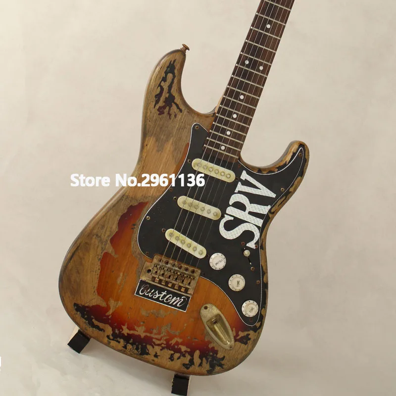 hohe qualität relic elektrische gitarre srv stil erle korpus mit ahorn hals kundenspezifische elektrische gitarre freies verschiffen free glo