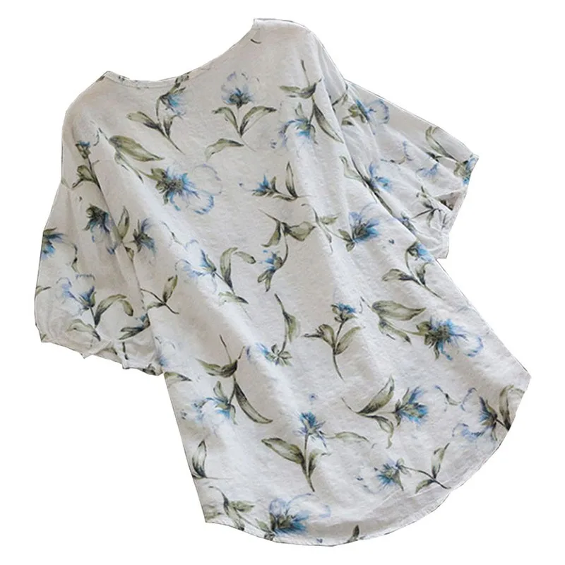 

Summer Half Sleeve Boho Printed Shirt Women Linen Blouses Shirt Women Tops Beach Blouses x