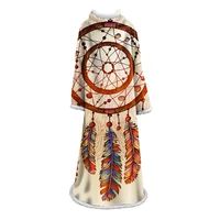 blanket dreamcatcher feather beads sherpa sleeve blanket boy girl western bed couch microfiber fabric bedding with sleeve