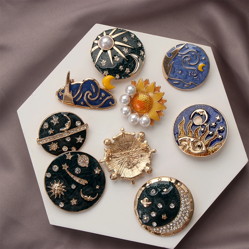 Брошь в виде подсолнуха Ван Гога Винтажная брошь звездной ночи для мужчин и
