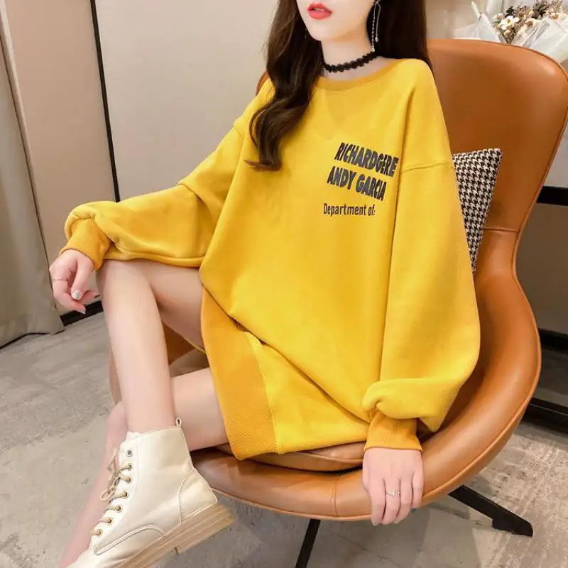 

2021 Autumn Winter New Thick Velvet Round Neck Loose Plus Size Sweater Korean Simple Pure Color Casual Women Tops Free Shipping