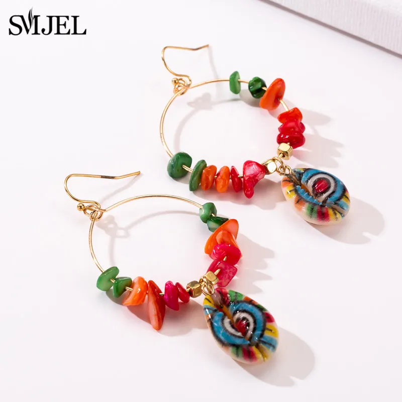 SMJEL Boho серьги из бижутерии ювелирные изделия этнический разноцветный