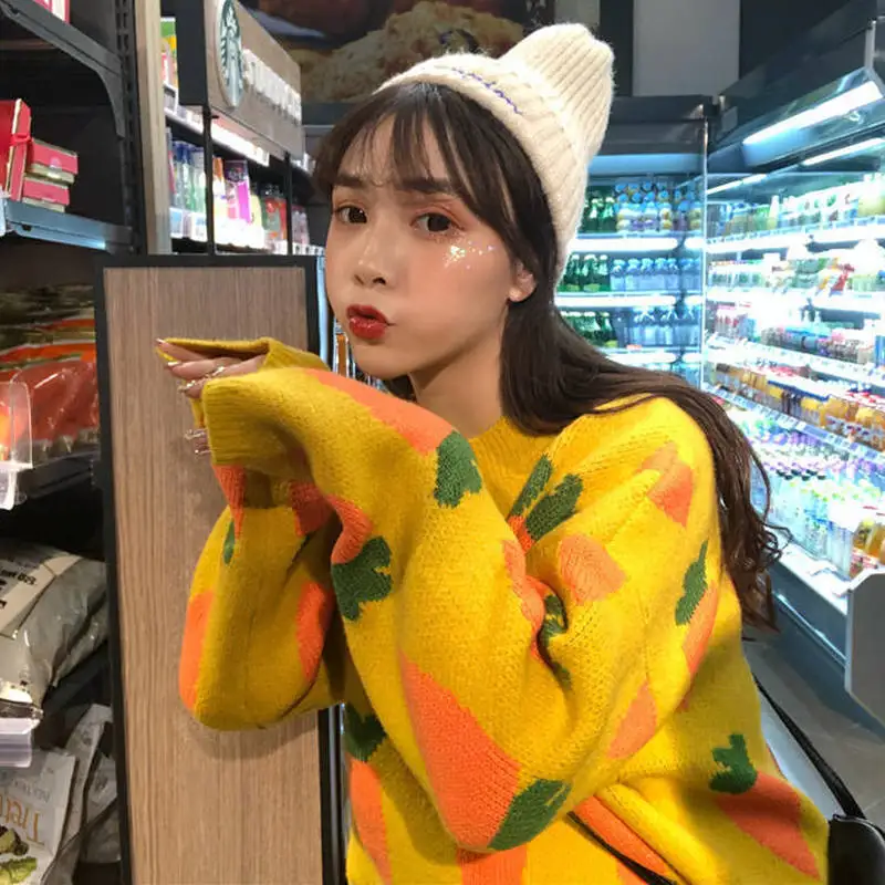 Woherb женский Kawaii Ulzzang свободный Женский пуловер корейский Панк негабаритный милый Harajuku одежда для женщин 90777