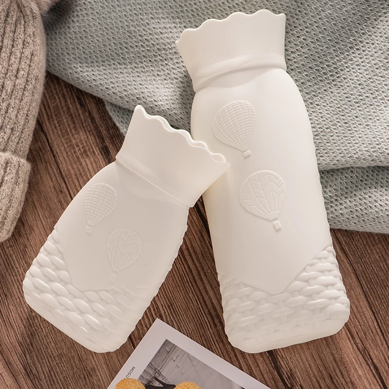 

Microwave Heating Bottle Environmental Silicone Transparent Hot Water Bag with Knit Cover, Hot & Cold Therapies-Gift