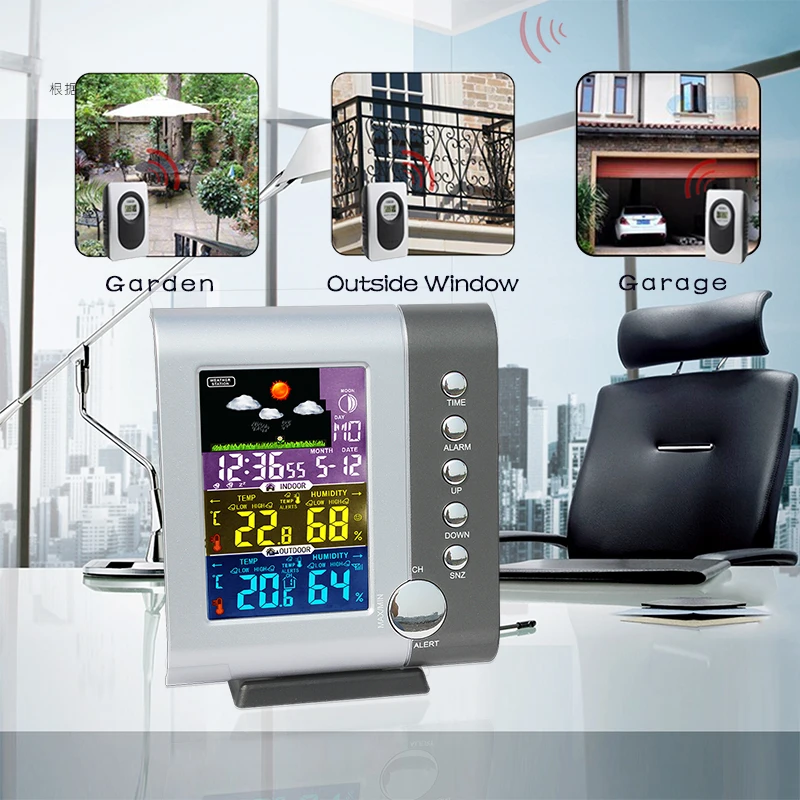 Метеостанция JIMEI H105G с цветным беспроводным ЖК-дисплеем комнатный и уличный