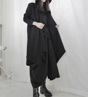 fall new ladies asymmetric split cardigan hoodie solid color long sleeves long irregular design coat