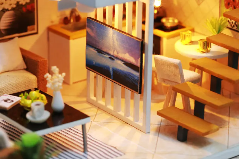Кукольный домик для кухни Diy 3D Casa De Boneca миниатюрный кукольный Модель Строительные