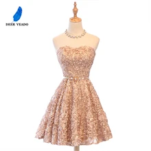 DEERVEADO XYG702 vestido de fiesta corto con escote en forma de A, sin espalda, encaje hasta la rodilla, Sexy, fotos reales, 2020 (2)