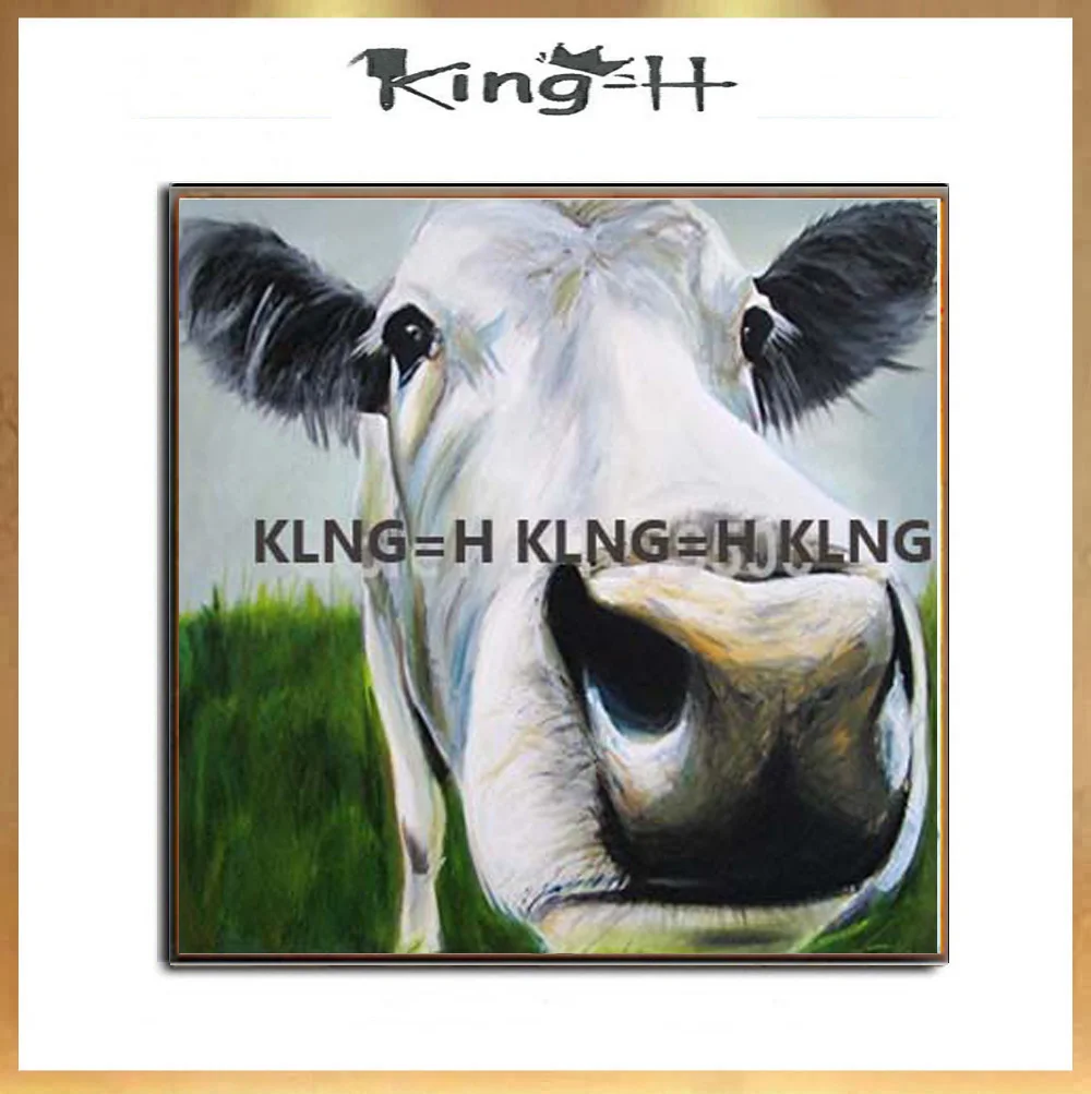 Картина из холста с большими глазами милая коровья стена картина холст ручная