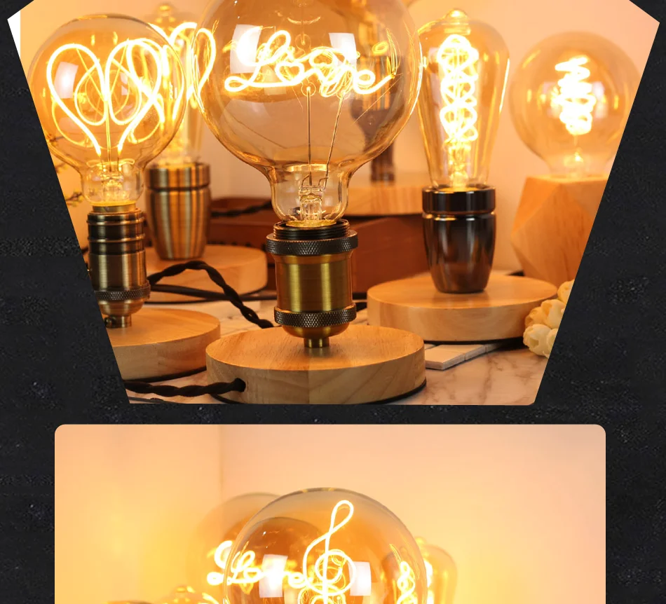 Марочные шарики edison домашняя декоративная светодиодная лампа накаливания 4 Вт с регулируемой яркостью G125Love Home Yes Note Copid's Arrow настольная лампа