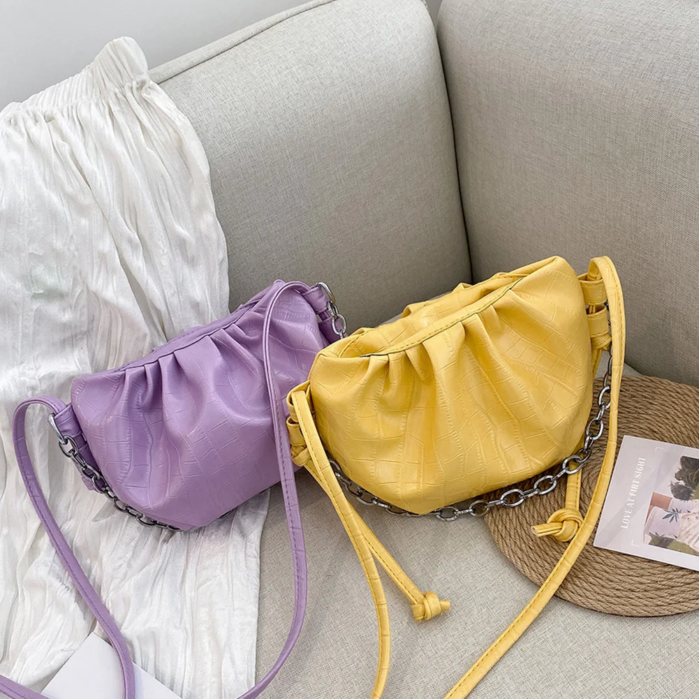 

Women Vintage Handbag Leather Hand Weaving Hobos Retro Cloud Bags For Women Fashion Shoulder Bags Crossbody Bag